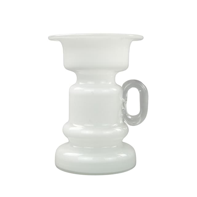 Świecznik, szkło białe, proj. J. Słuczan-Orkusz, Polska, lata 80. - WYMIARY