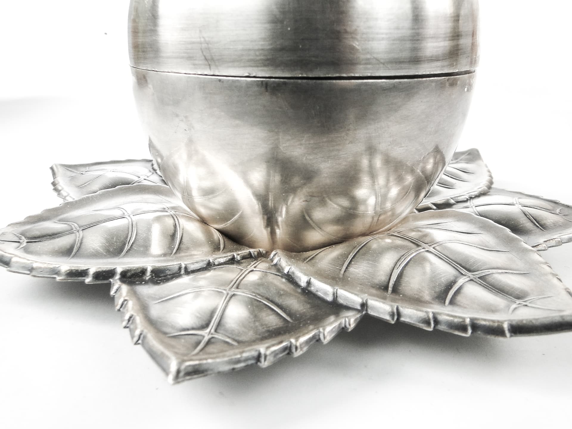 Art Deco sugar bowl, silver-plated brass, Hungary, 1950s. - 109451