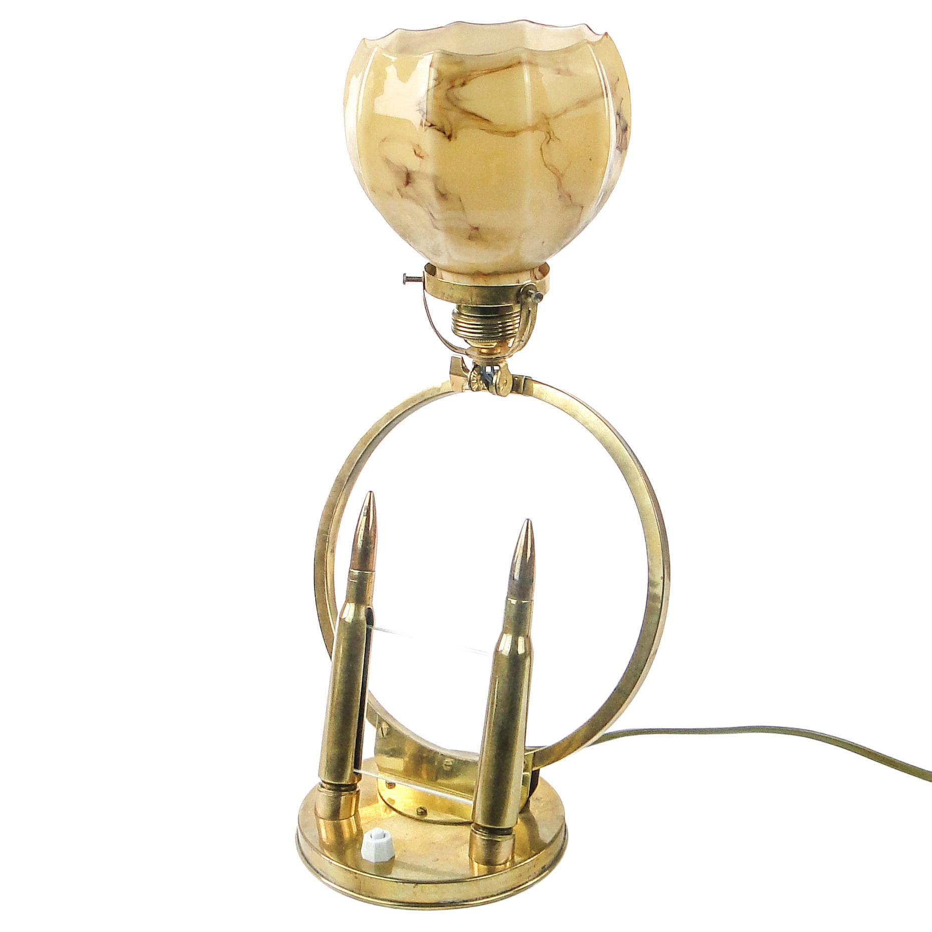 Art Deco table lamp, brass, glass, Germany, 1930s.