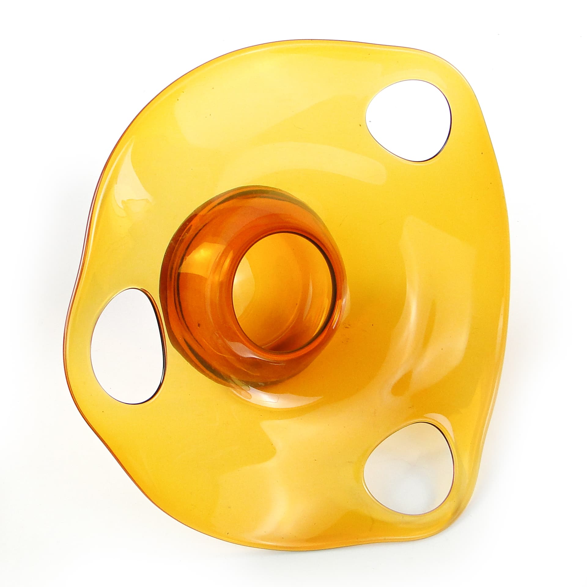 Patera, mid-century modern, szkło pomarańczowe, proj. M. Słaboń, Polska, lata 70. - 109474