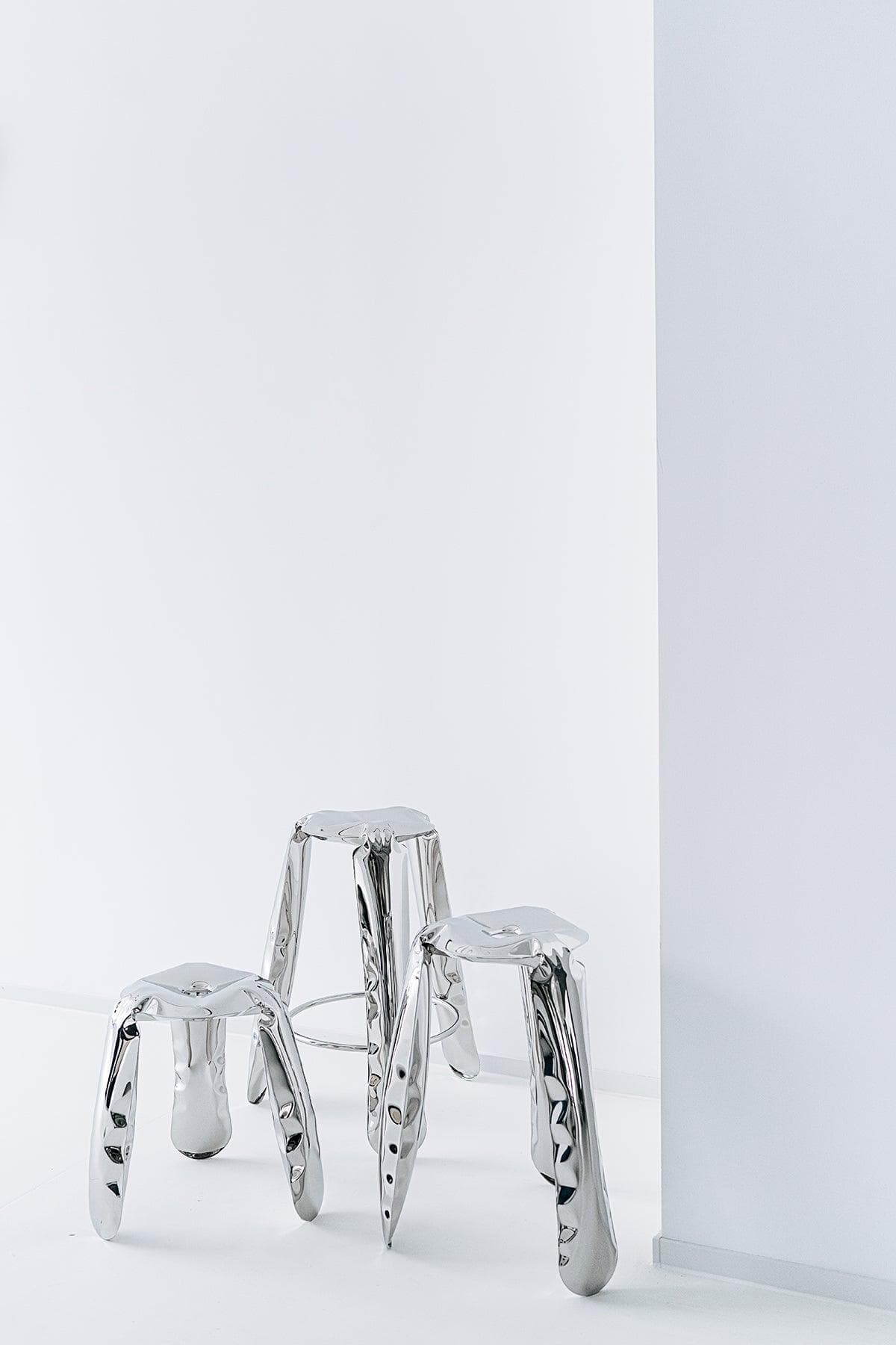 Stołek PLOPP inox, srebrny 38 cm, Zieta Studio - 119674