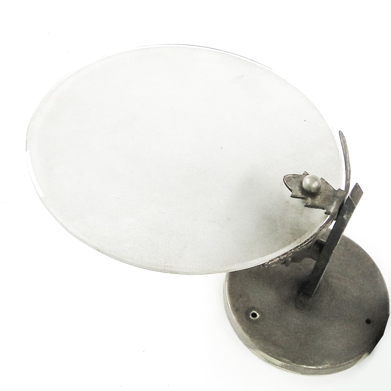 Art Deco wall sconce, nickel-plated brass, frosted glass, Poland, 1930s. - 109522