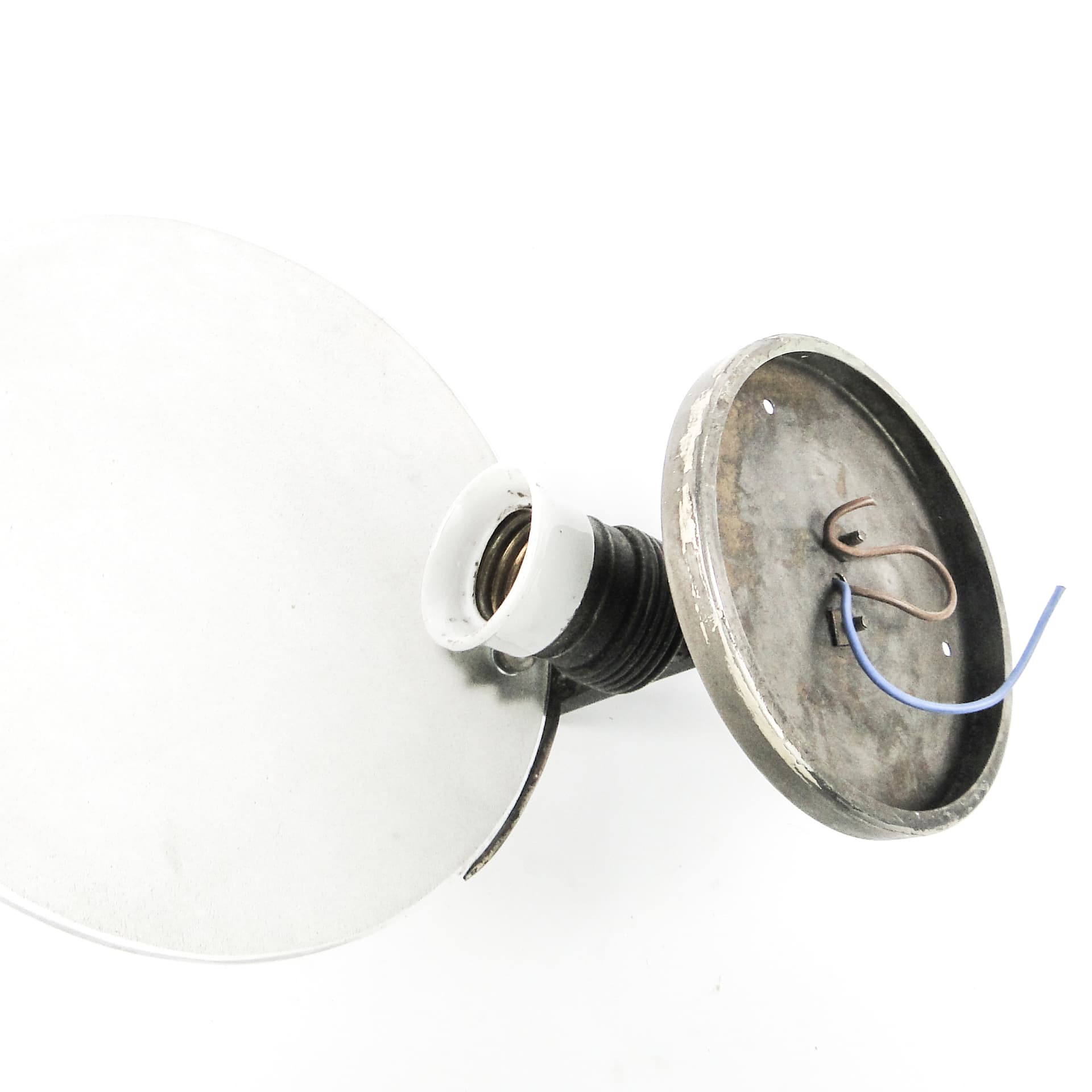 Art Deco wall sconce, nickel-plated brass, frosted glass, Poland, 1930s. - 109525