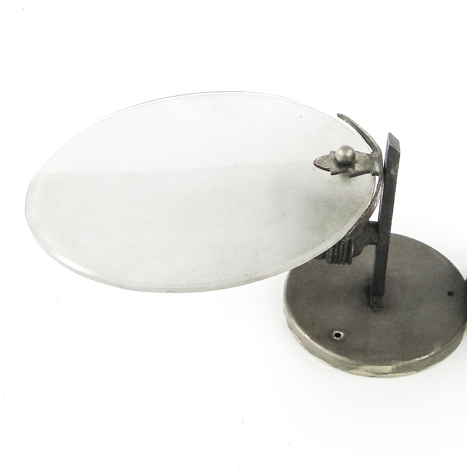 Art Deco wall sconce, nickel-plated brass, frosted glass, Poland, 1930s. - 109520