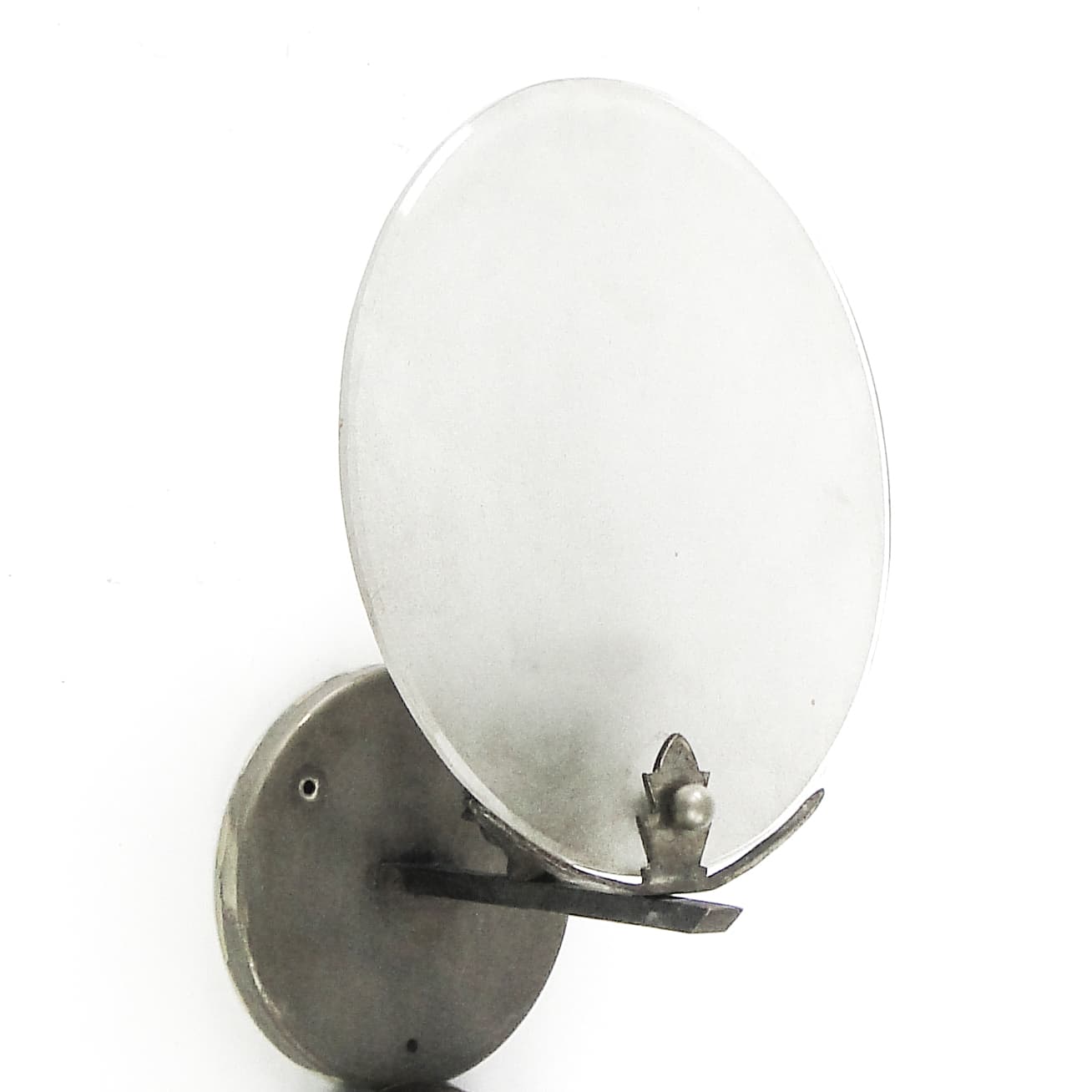 Art Deco wall sconce, nickel-plated brass, frosted glass, Poland, 1930s. - 109521
