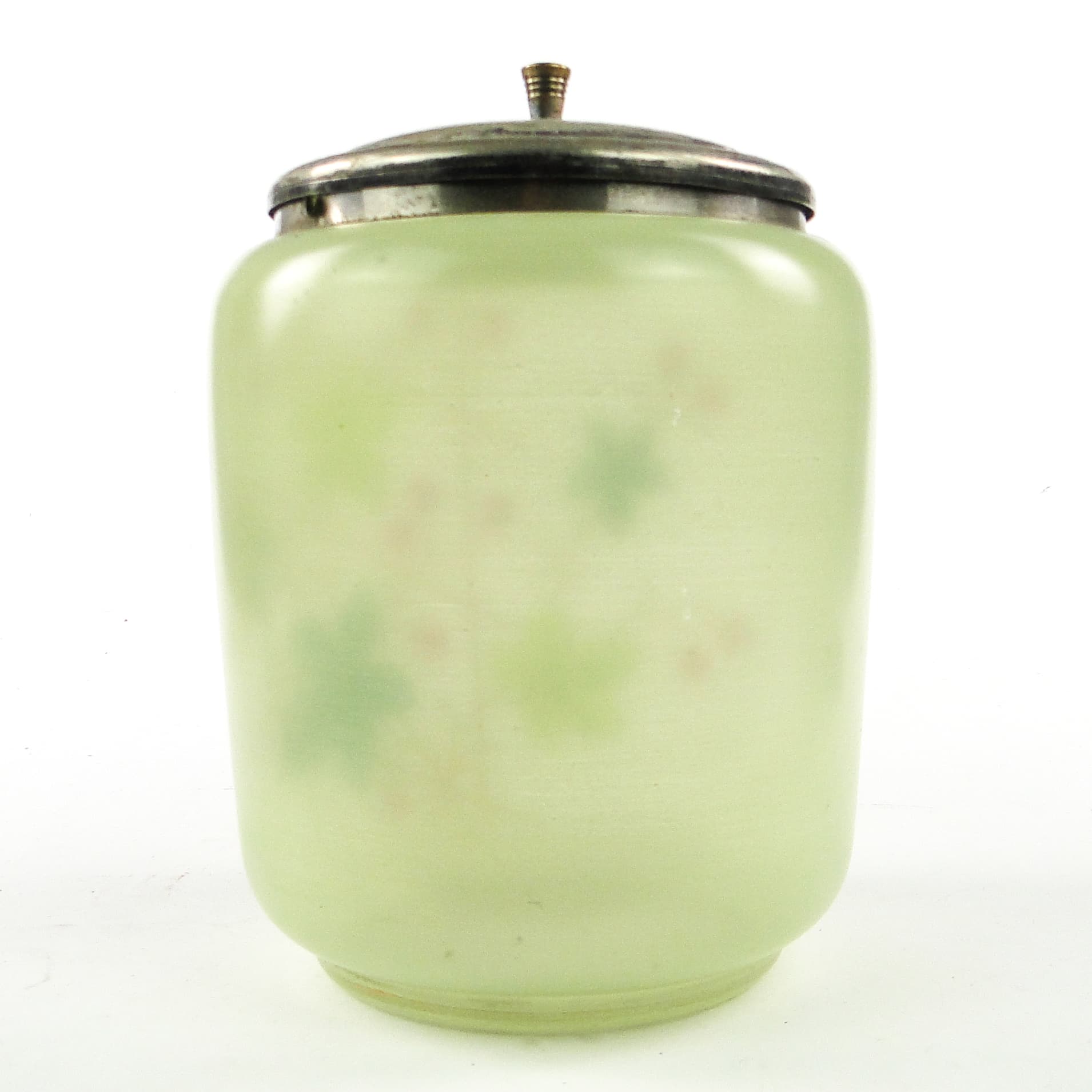 Pojemnik na herbatę Art Nouveau, szkło matowe, mosiądz srebrzony, Szwecja, lata 60. - 109531