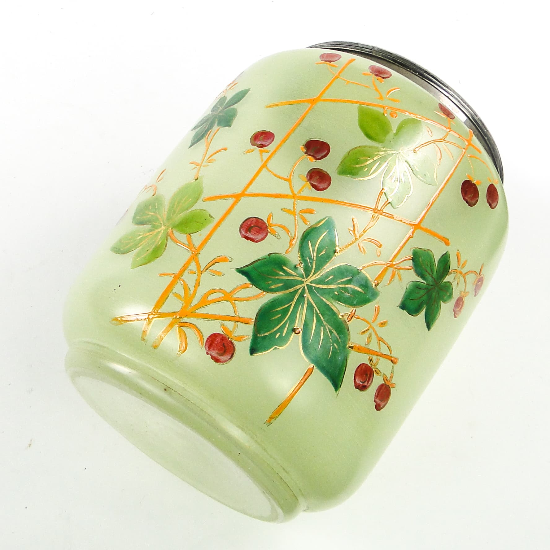 Pojemnik na herbatę Art Nouveau, szkło matowe, mosiądz srebrzony, Szwecja, lata 60. - 109535