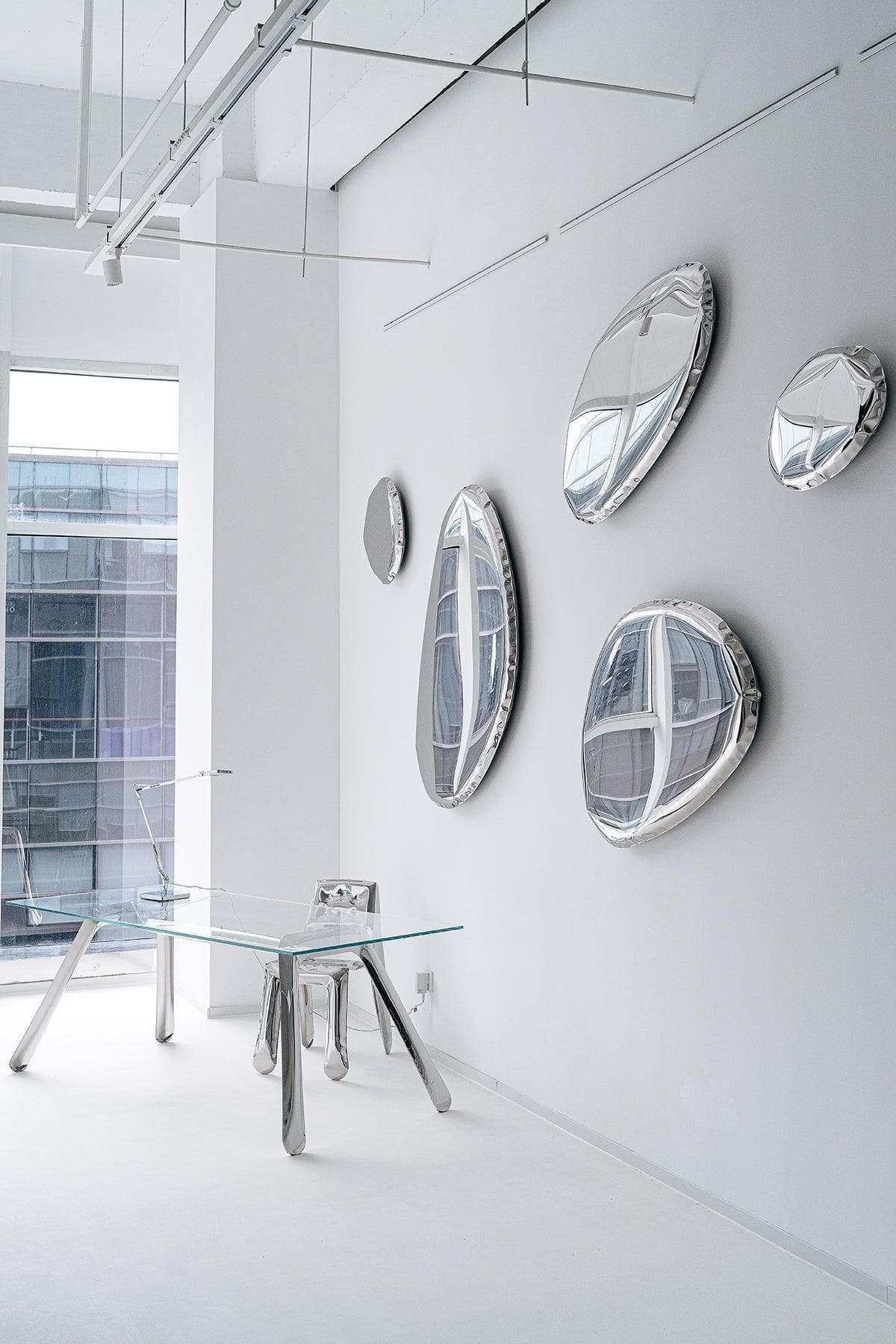 TAFLA O wall mirror, steel, silver, O4.5, Zieta Studio - 119479