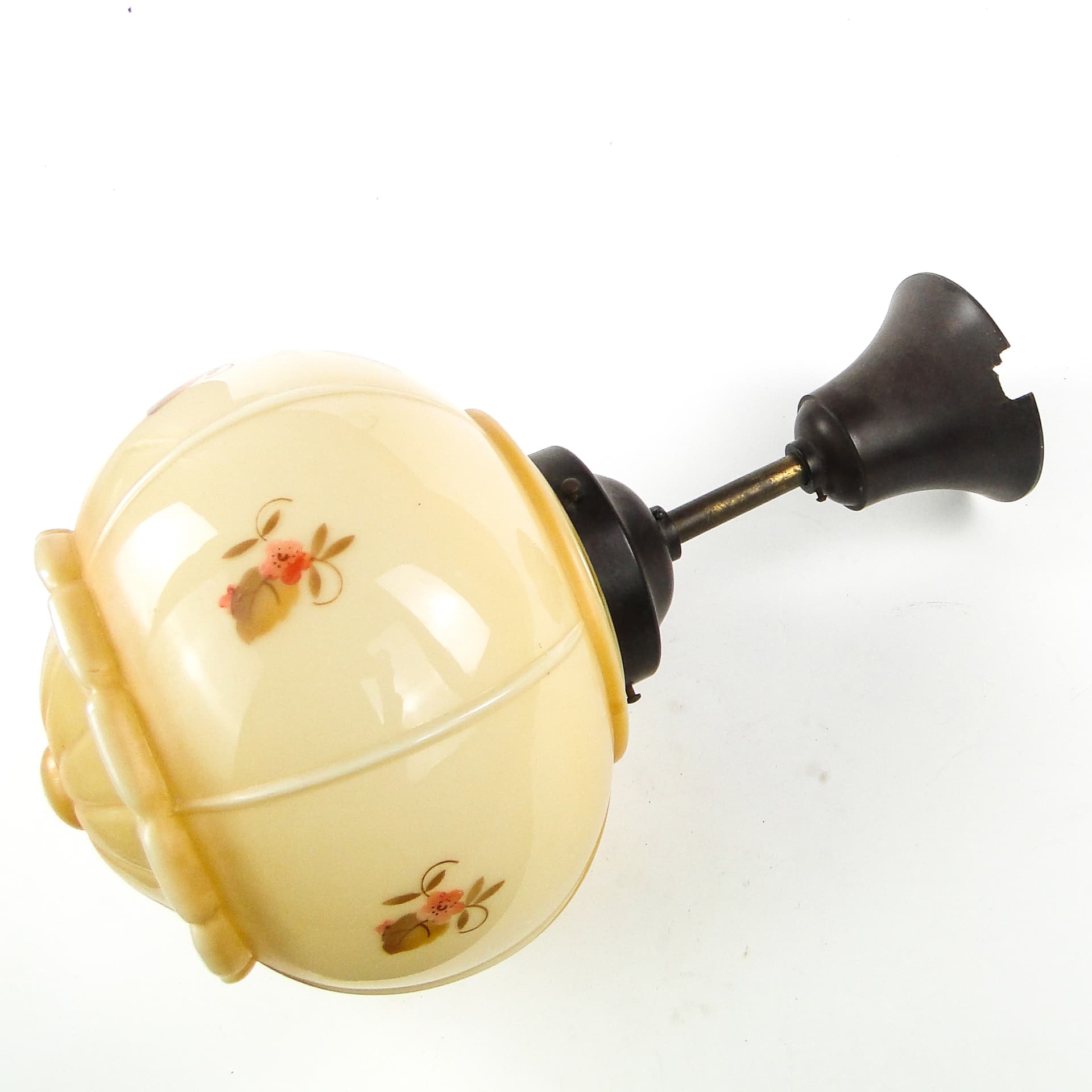 Lampa sufitowa Art Deco, szkło dwuwarstwowe, ebonit, Niemcy, lata 30. - 109646