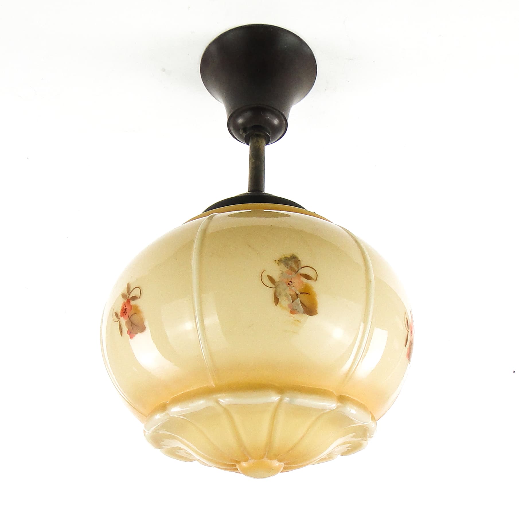 Lampa sufitowa Art Deco, szkło dwuwarstwowe, ebonit, Niemcy, lata 30. - 109639