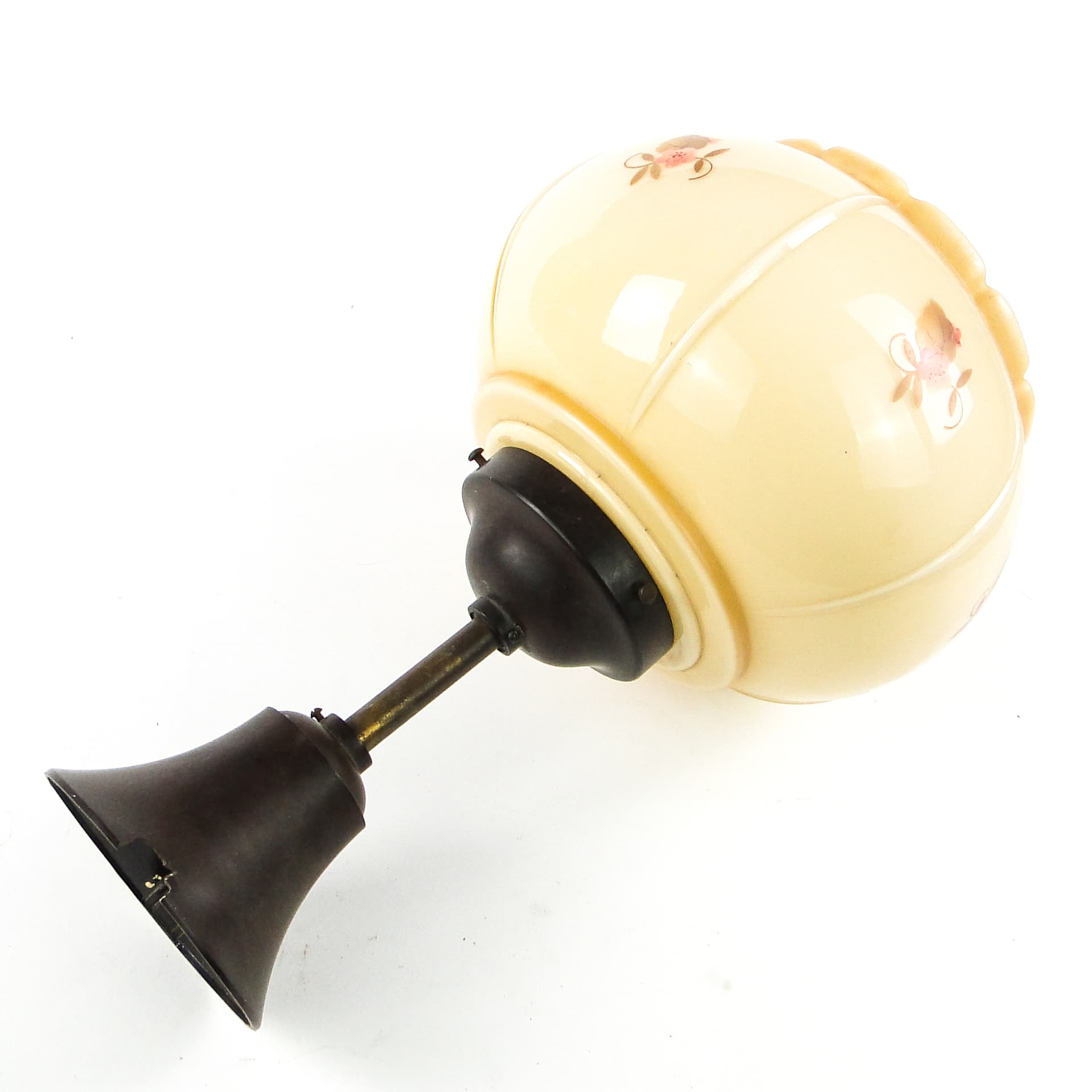 Lampa sufitowa Art Deco, szkło dwuwarstwowe, ebonit, Niemcy, lata 30. - 109641