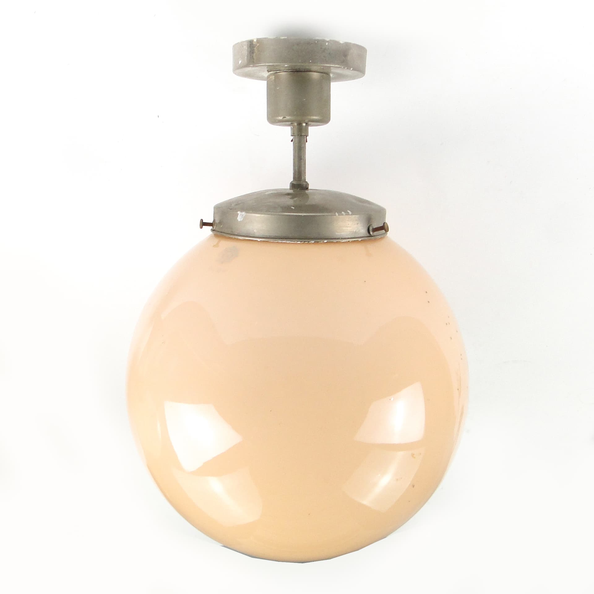 Lampa sufitowa, Art Deco, mosiądz niklowany, szkło beżowe, Austria, lata 30. - 109689