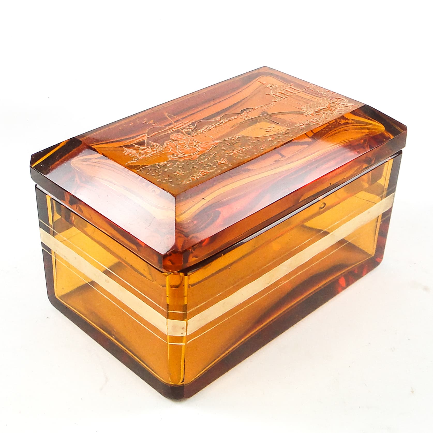 Art Deco Bonbonniere, crystal, Moser, Czechoslovakia, 1930s. - 109860