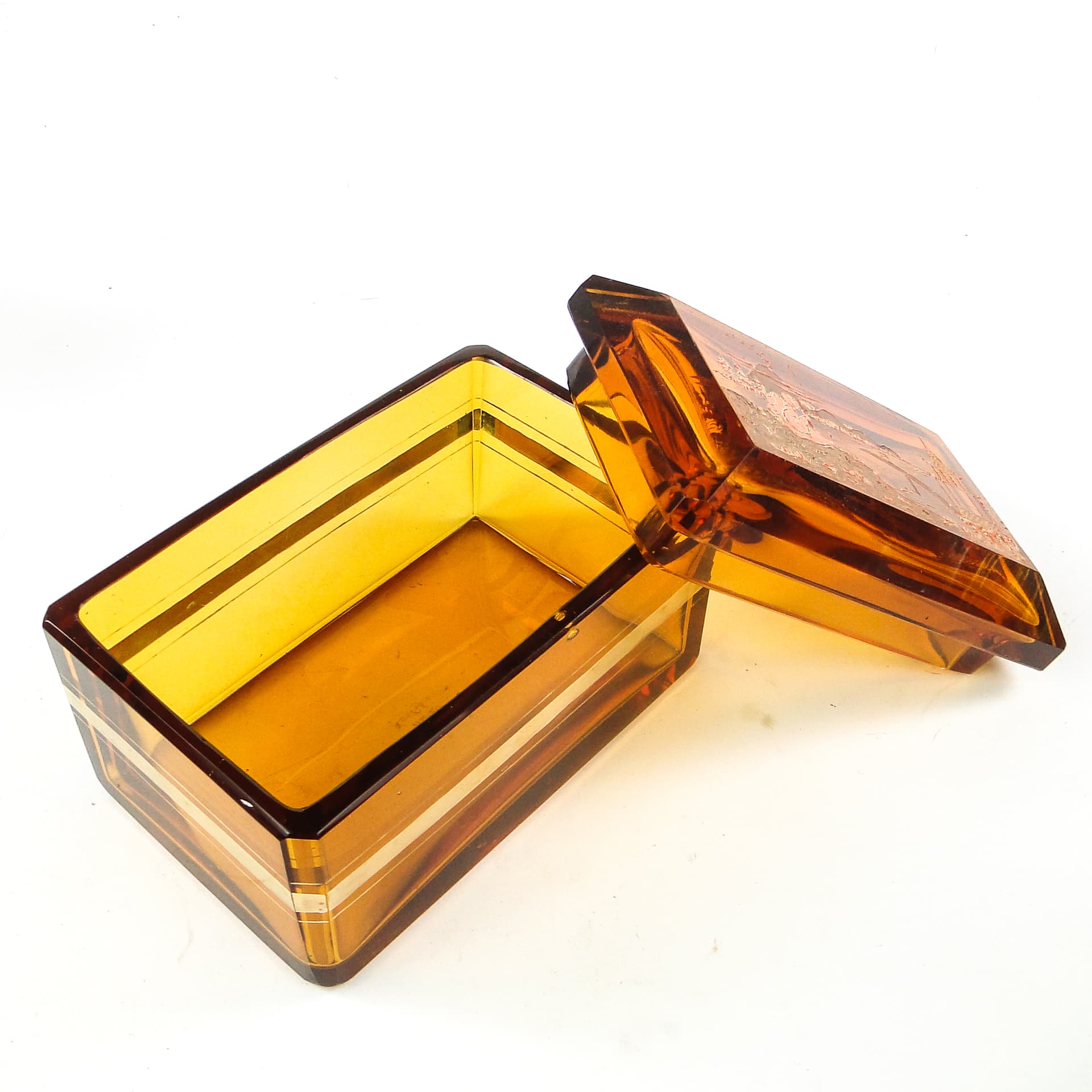 Art Deco Bonbonniere, crystal, Moser, Czechoslovakia, 1930s. - 109864