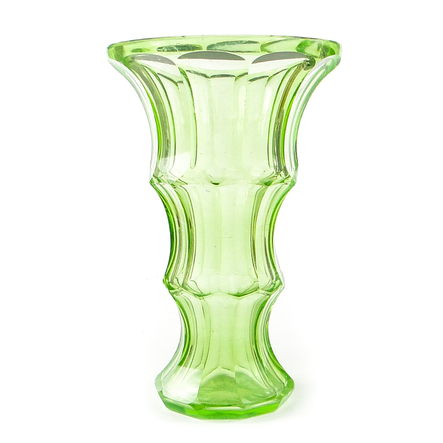 Wazon Art Deco, szkło uranowe, Bohemia, Czechosłowacja, lata 30. - 109989