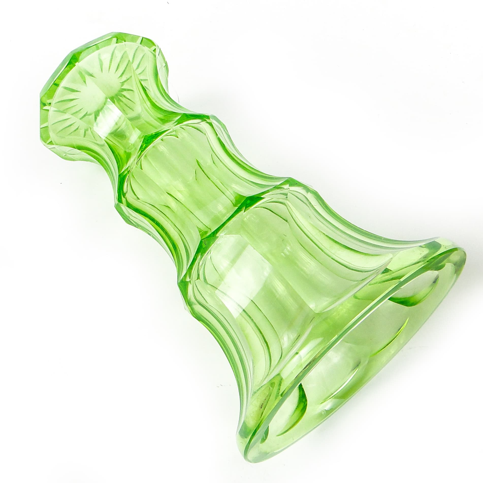 Wazon Art Deco, szkło uranowe, Bohemia, Czechosłowacja, lata 30. - 109991