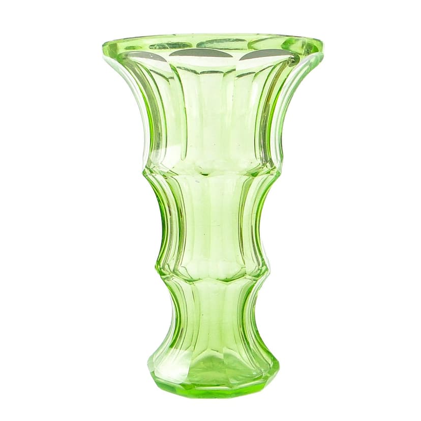 Wazon Art Deco, szkło uranowe, Bohemia, Czechosłowacja, lata 30.