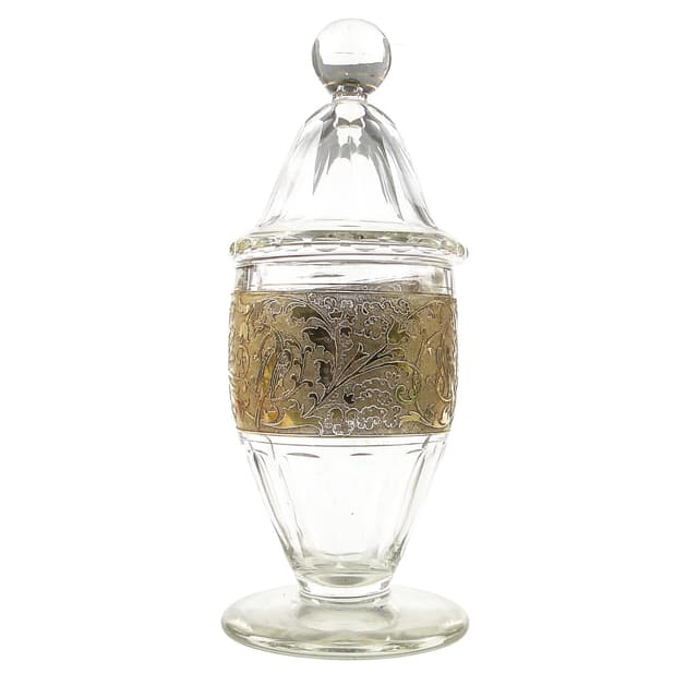 Art Deco bonbonnière, crystal, Czechoslovakia, 1930s. - DIMENSION