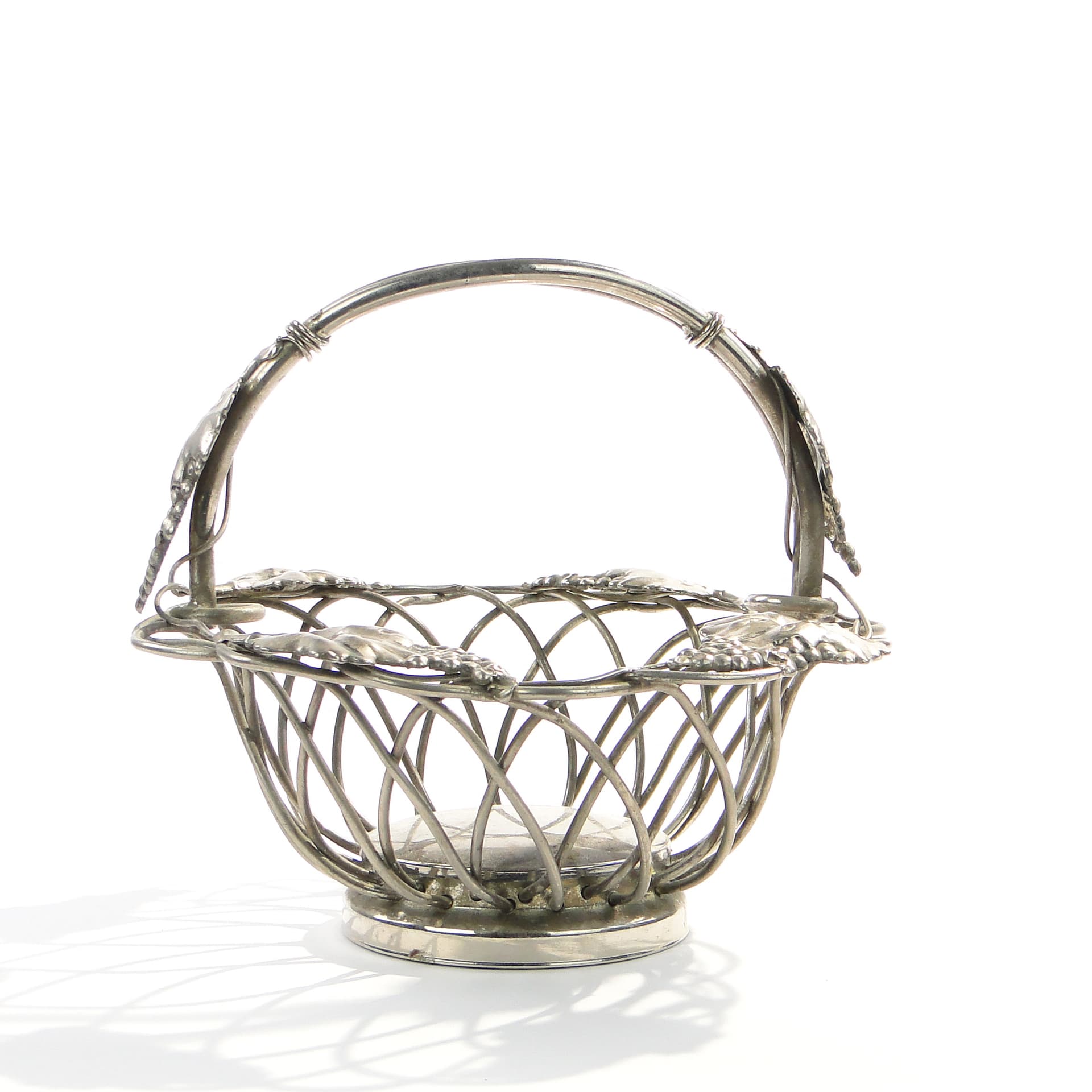 Openwork fruit basket, silver, metal, Poland, 1950s. - 7856