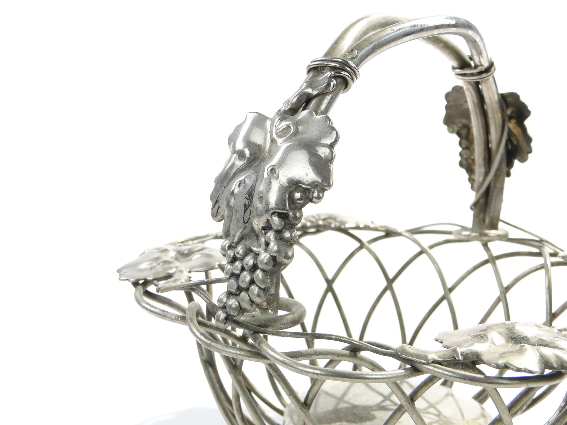 Openwork fruit basket, silver, metal, Poland, 1950s. - 7861