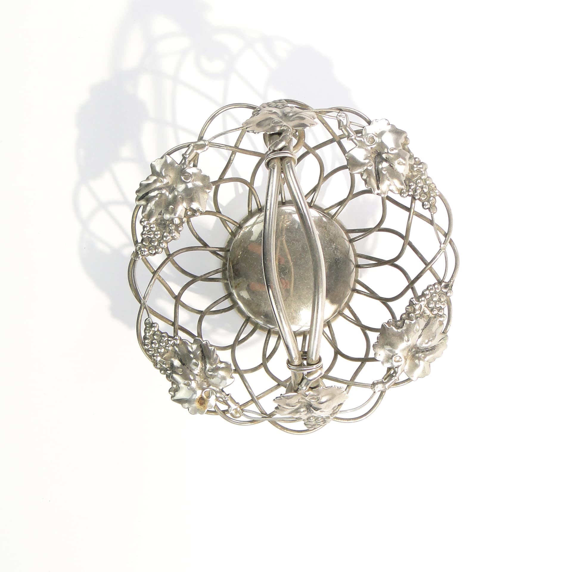 Openwork fruit basket, silver, metal, Poland, 1950s. - 7858