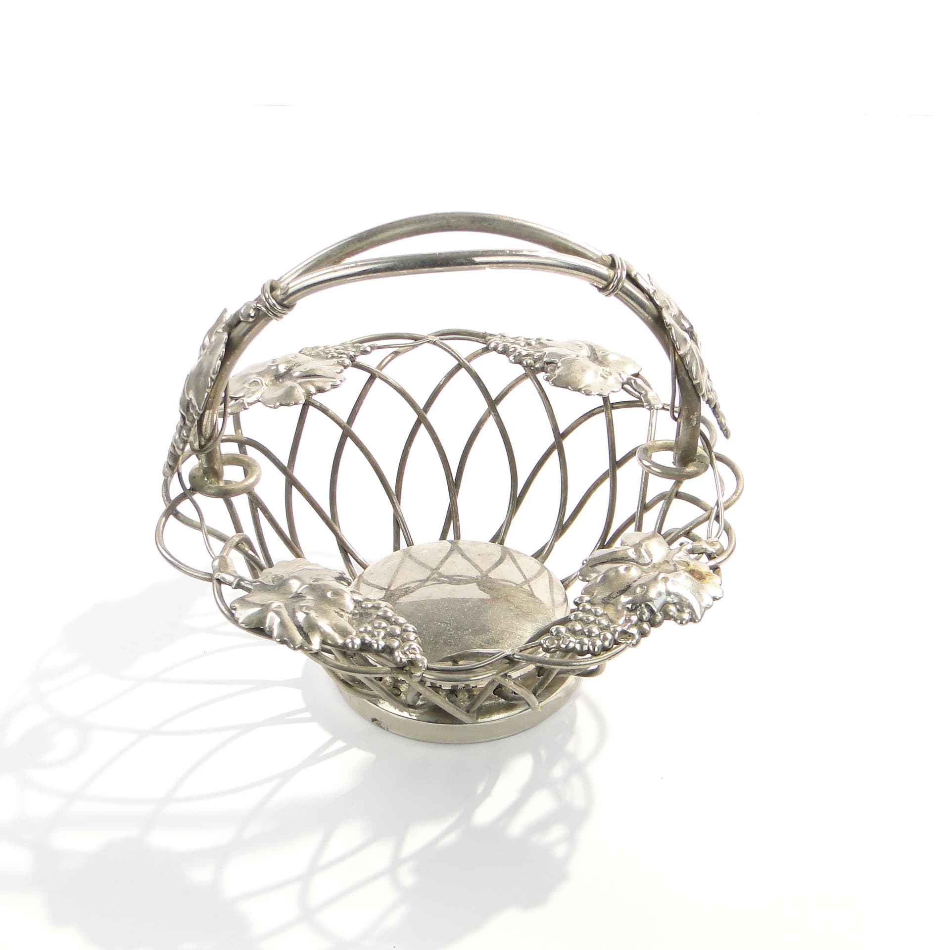 Openwork fruit basket, silver, metal, Poland, 1950s. - 7857