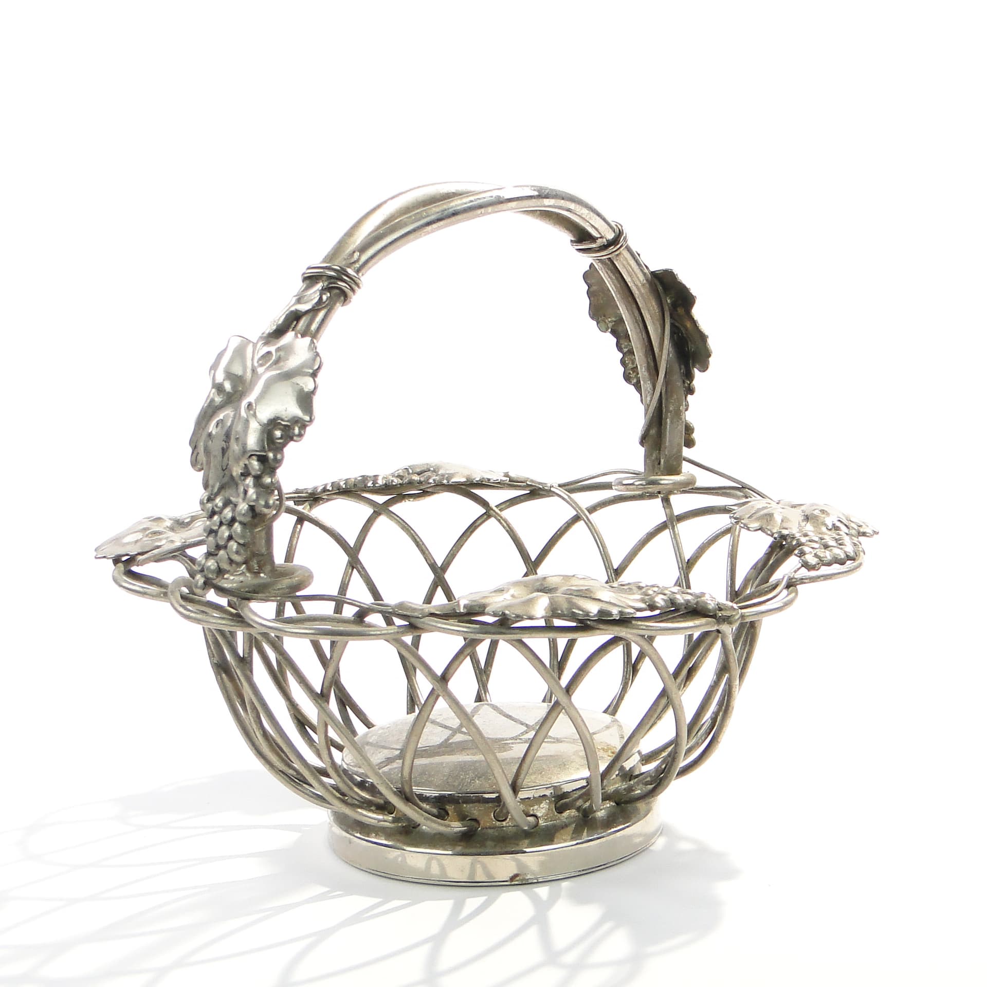 Openwork fruit basket, silver, metal, Poland, 1950s. - 7855