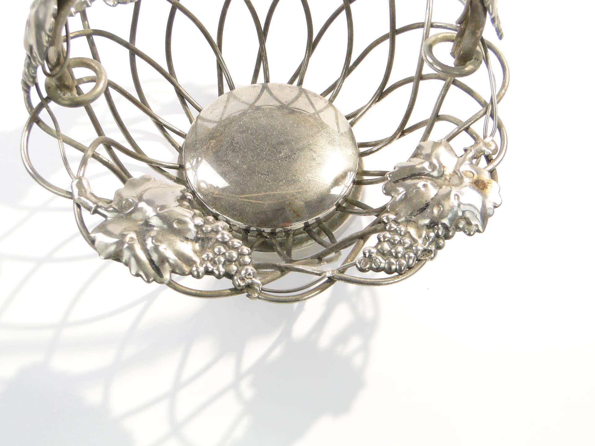 Openwork fruit basket, silver, metal, Poland, 1950s. - 7863
