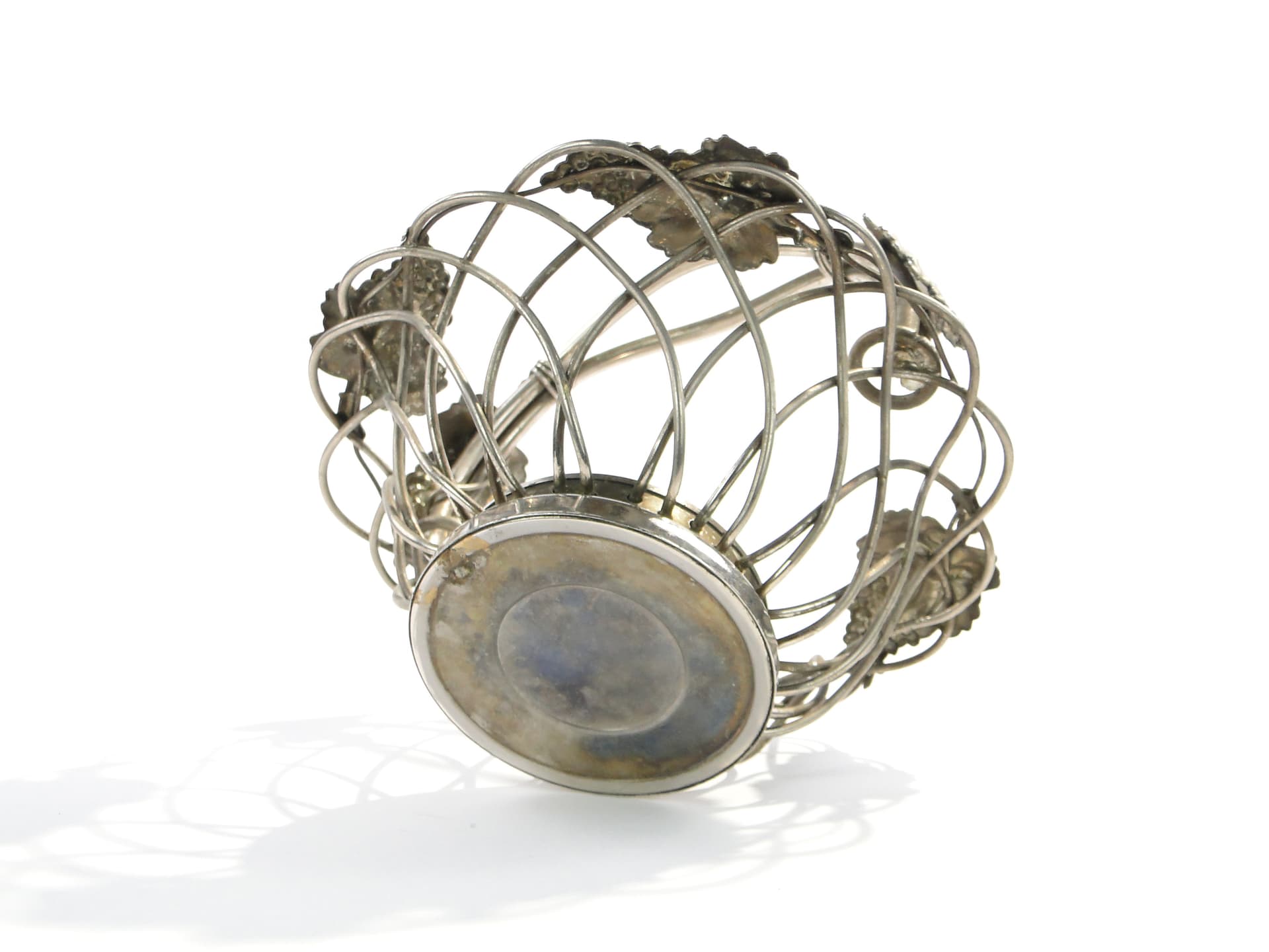 Openwork fruit basket, silver, metal, Poland, 1950s. - 7859