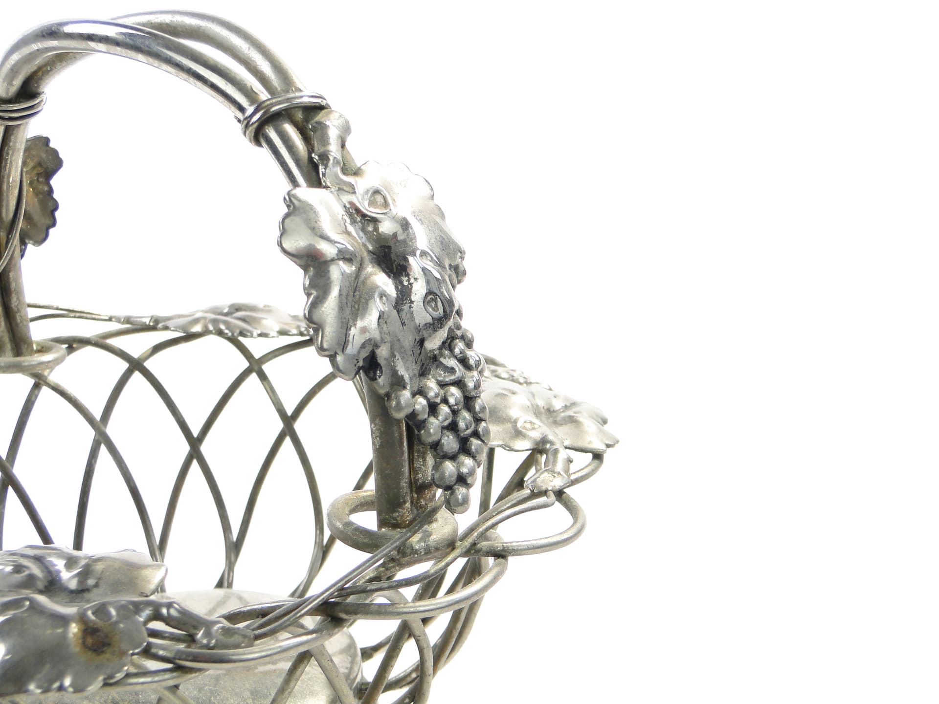 Openwork fruit basket, silver, metal, Poland, 1950s. - 7860