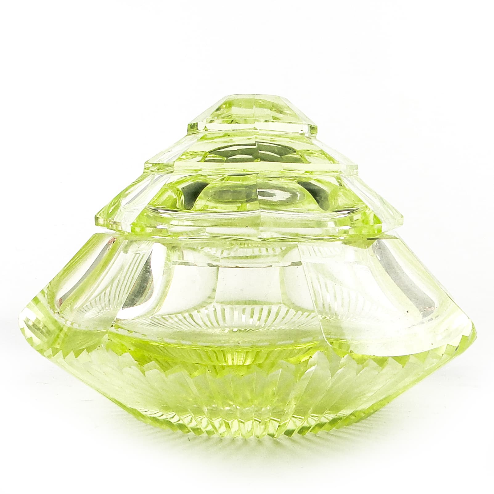 Art Deco bonbonniere, uranium glass, Poland, 1930s. - 110066