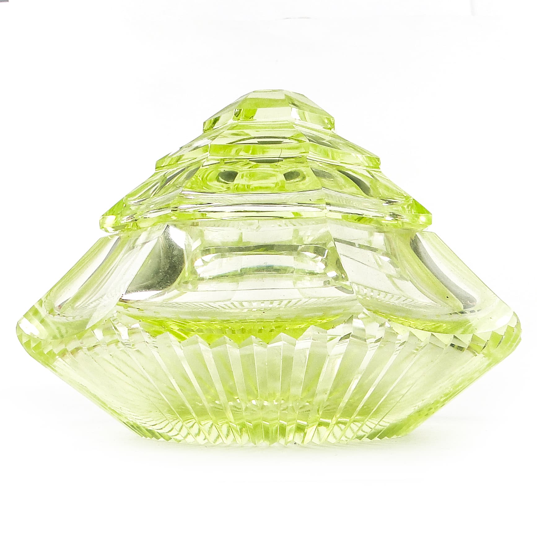 Art Deco bonbonniere, uranium glass, Poland, 1930s. - 110069