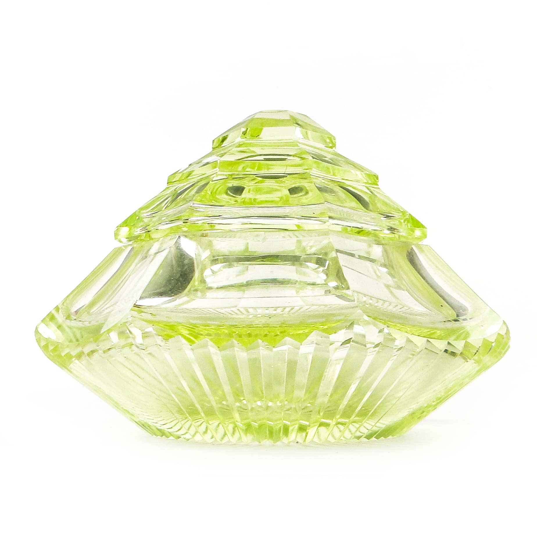 Art Deco bonbonniere, uranium glass, Poland, 1930s. - 110068