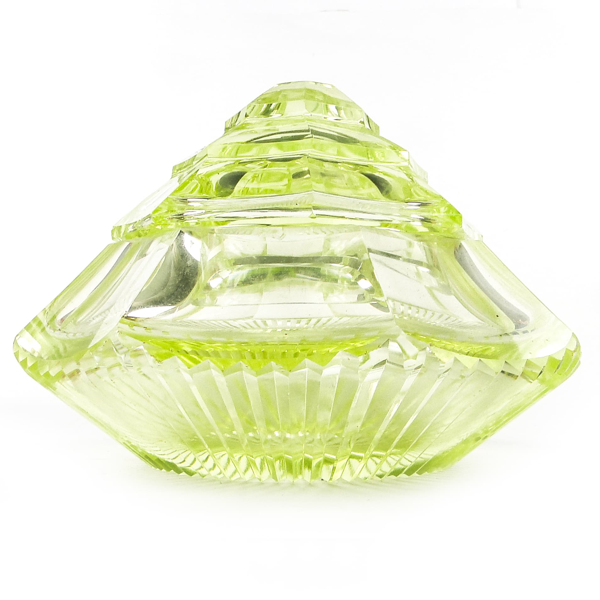 Art Deco bonbonniere, uranium glass, Poland, 1930s. - 110067