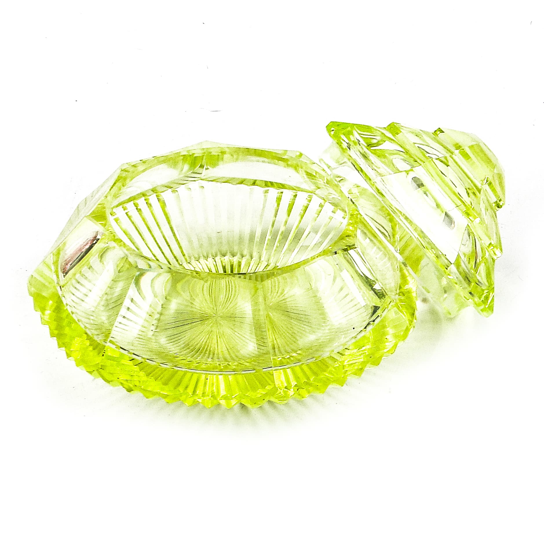 Art Deco bonbonniere, uranium glass, Poland, 1930s. - 110071