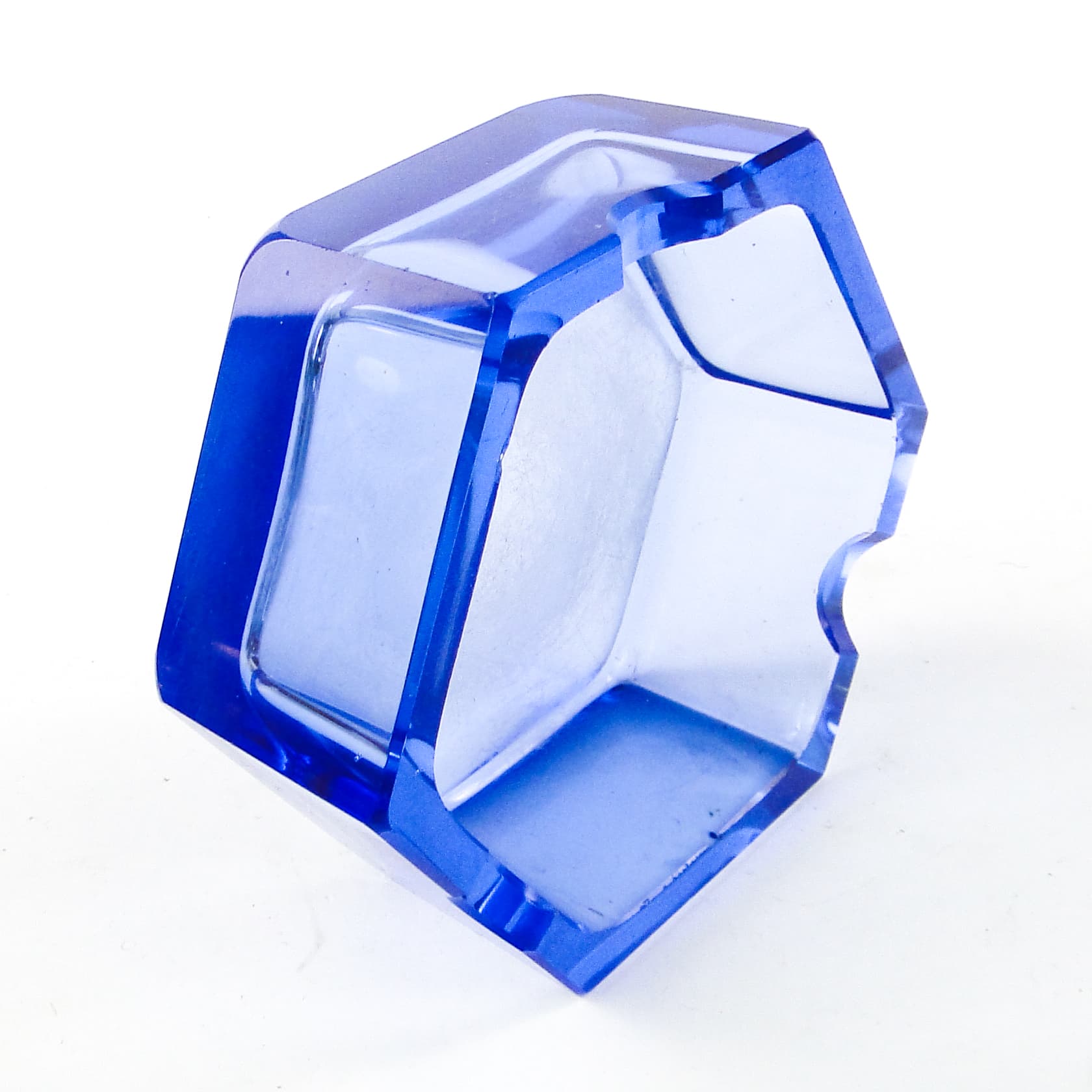 Popielnica Art Deco, kryształ niebieski, Bohemia Moser, Czechosłowacja, lata 30. - 110106