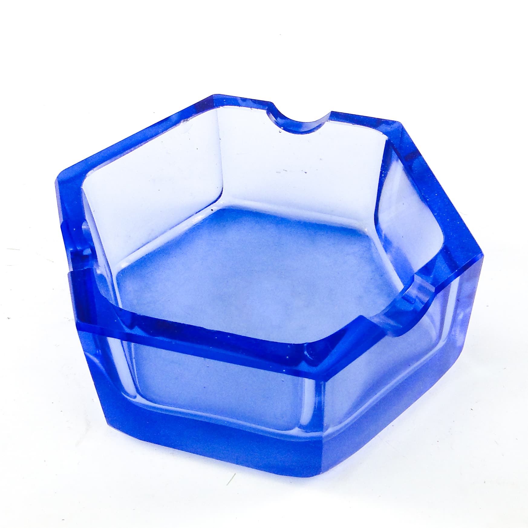 Popielnica Art Deco, kryształ niebieski, Bohemia Moser, Czechosłowacja, lata 30. - 110104