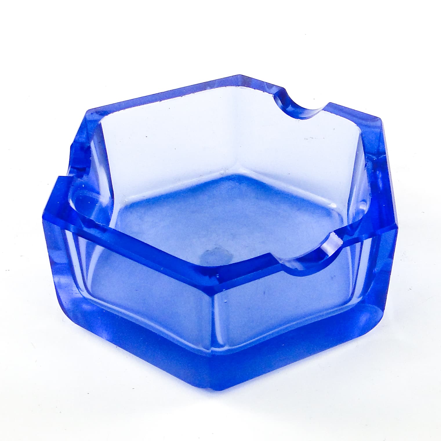 Popielnica Art Deco, kryształ niebieski, Bohemia Moser, Czechosłowacja, lata 30. - 110107