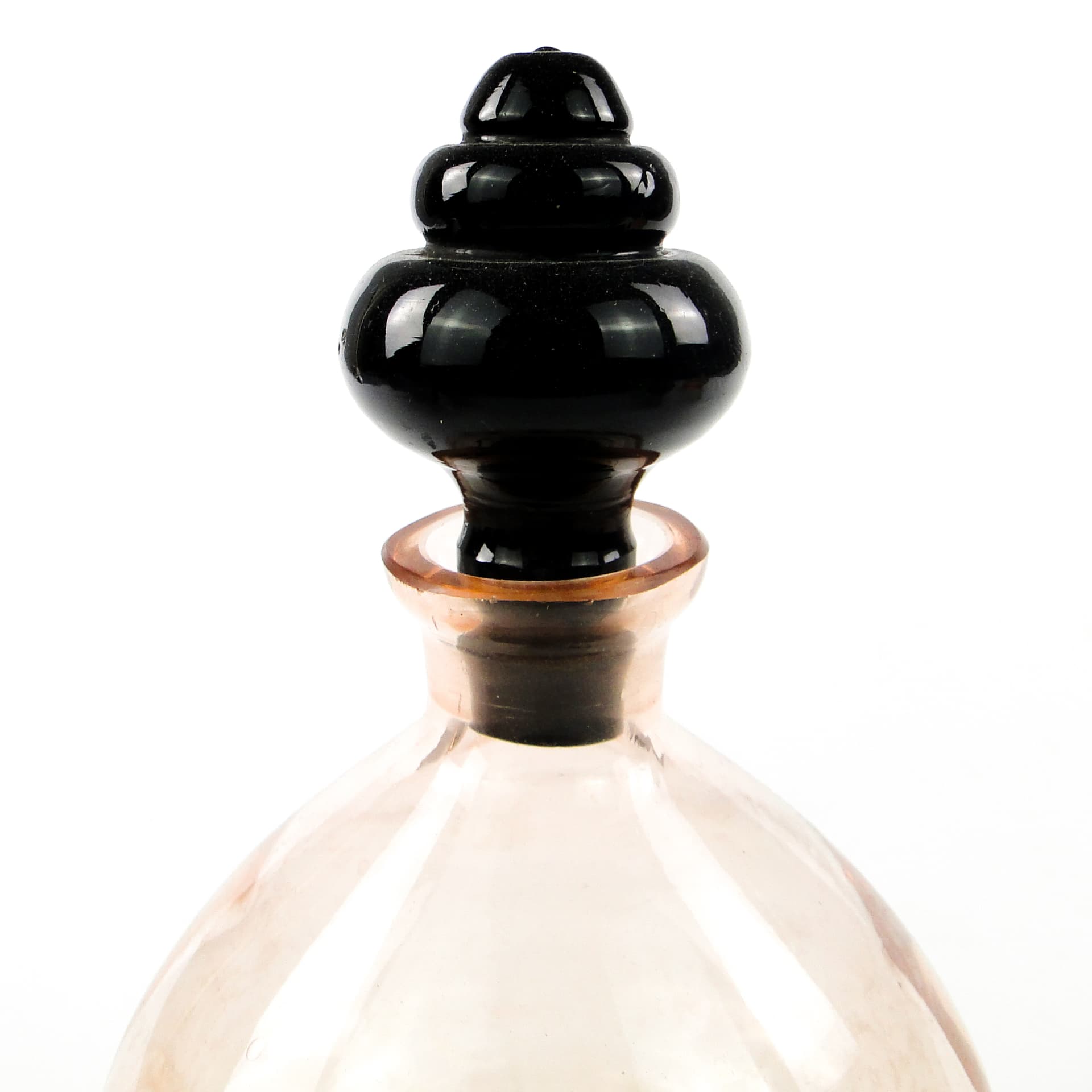 Karafka Art Deco, szkło rozalinowe, szkło hialitowe, Huta Hortensja, Polska, lata 30. - 110135