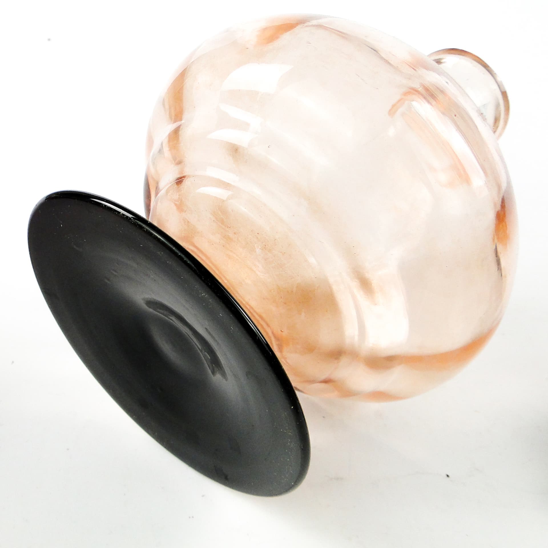 Karafka Art Deco, szkło rozalinowe, szkło hialitowe, Huta Hortensja, Polska, lata 30. - 110136