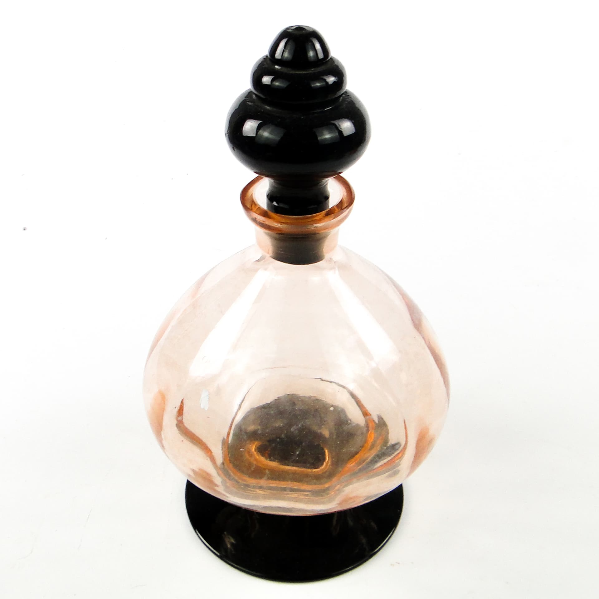 Karafka Art Deco, szkło rozalinowe, szkło hialitowe, Huta Hortensja, Polska, lata 30. - 110132