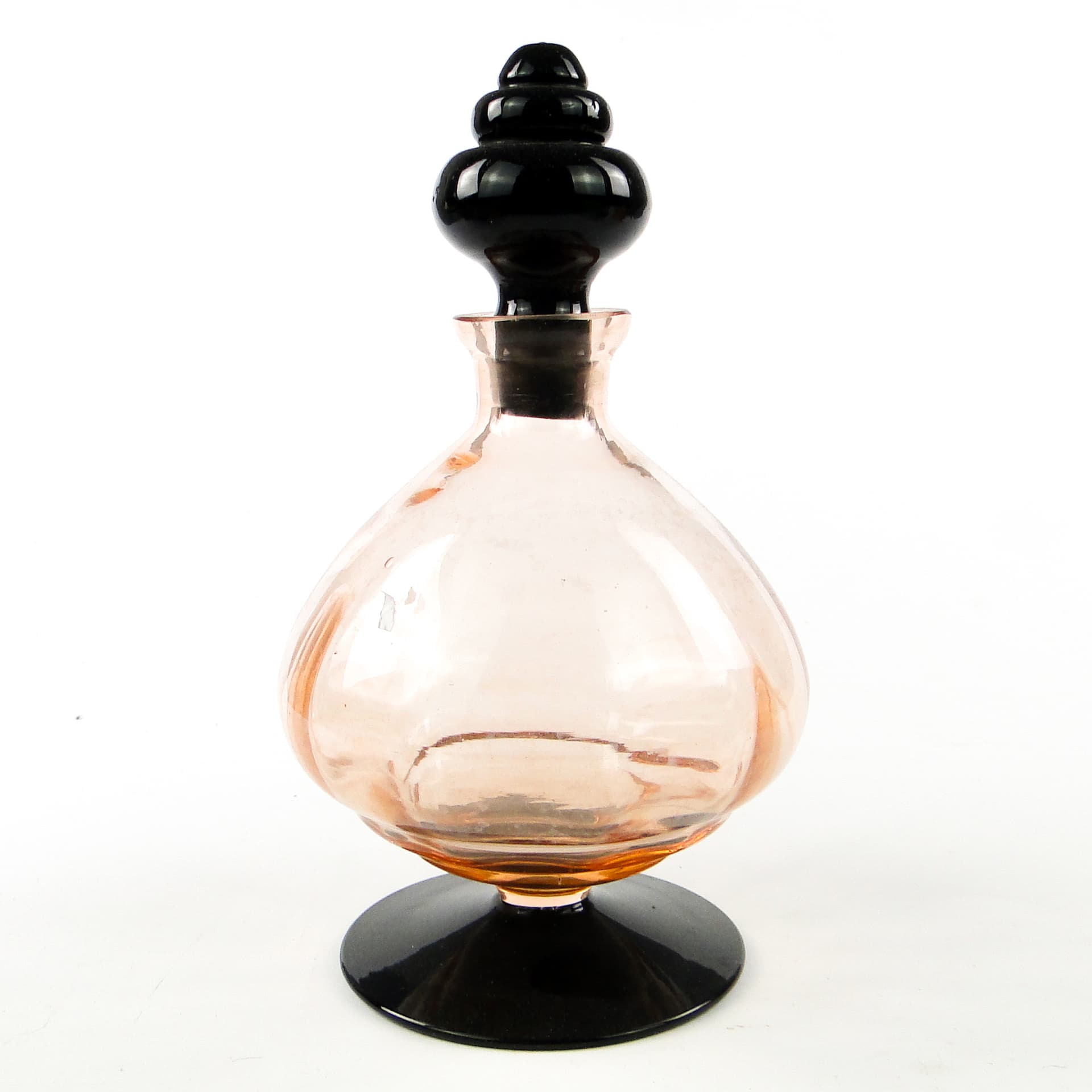 Karafka Art Deco, szkło rozalinowe, szkło hialitowe, Huta Hortensja, Polska, lata 30. - 110131