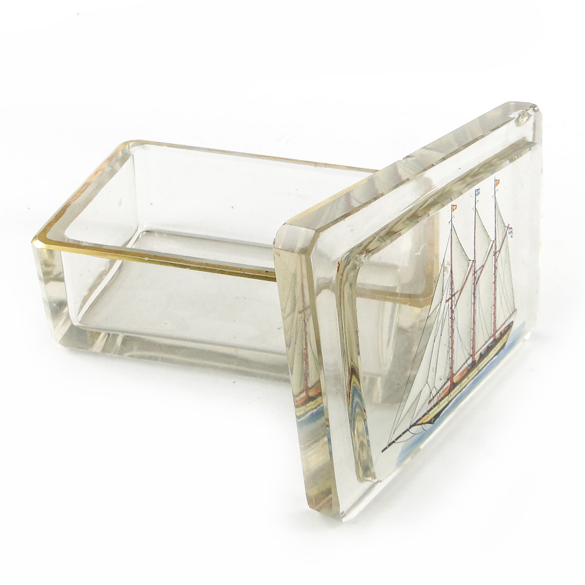 Pudełko dekoracyjne marynistyczne, kryształ, Niemcy, początek XX w. - 110251