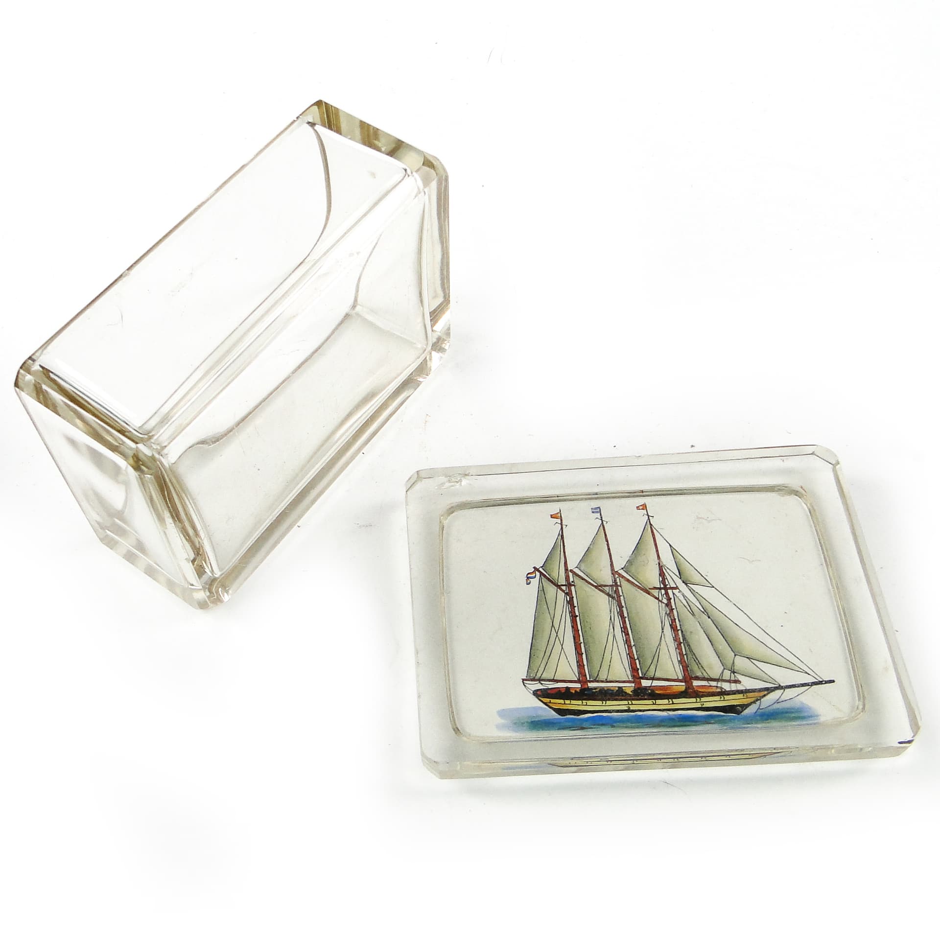 Pudełko dekoracyjne marynistyczne, kryształ, Niemcy, początek XX w. - 110256