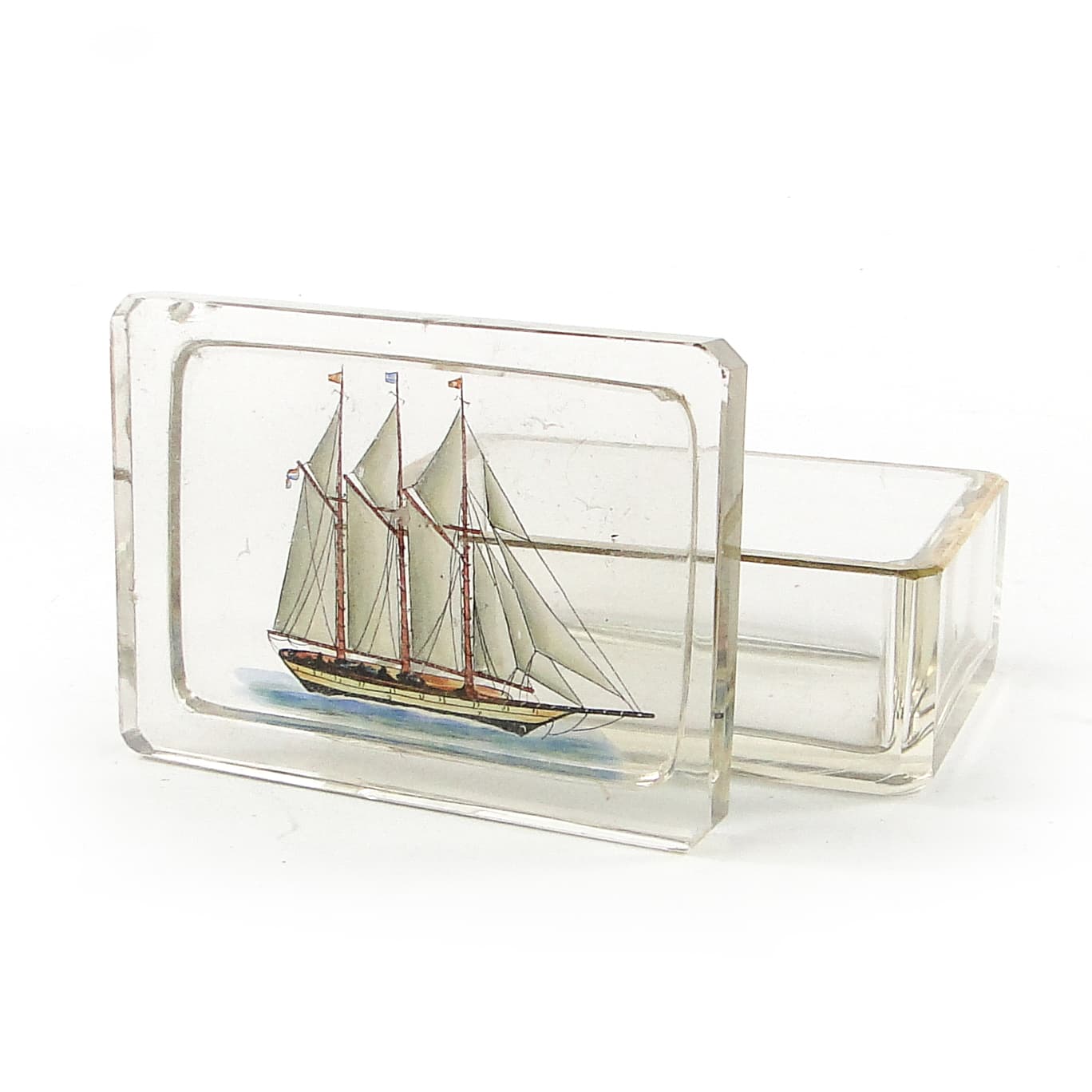 Pudełko dekoracyjne marynistyczne, kryształ, Niemcy, początek XX w. - 110249