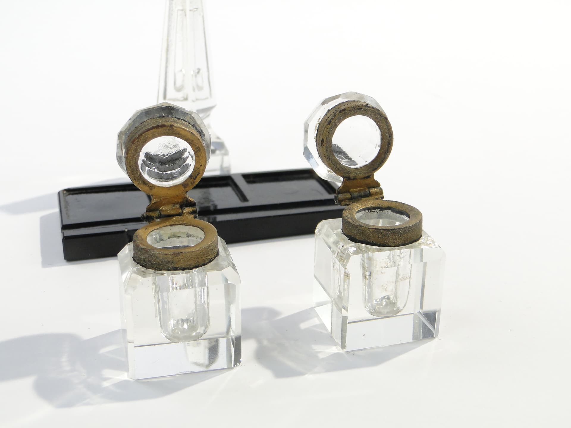 Kałamarz Art déco, kryształ transparentny, Polska, lata 20. - 7894