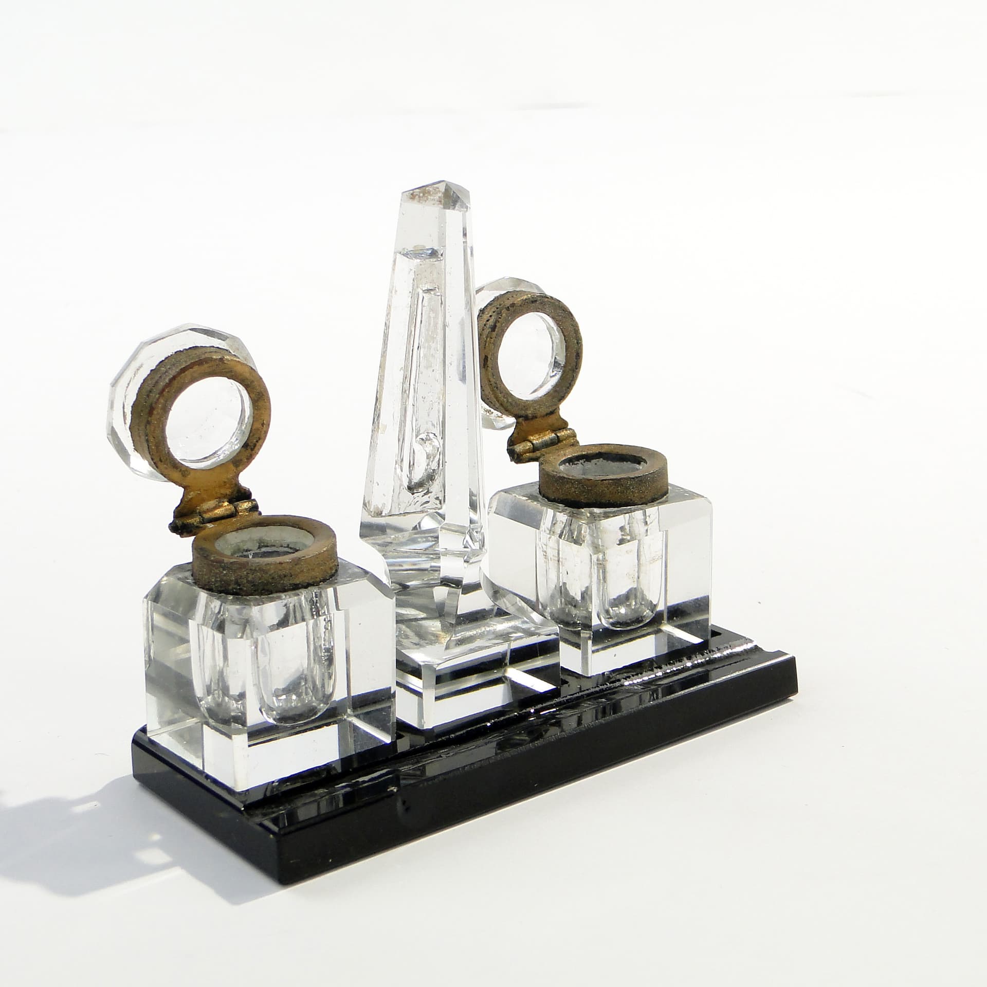 Kałamarz Art déco, kryształ transparentny, Polska, lata 20. - 7891