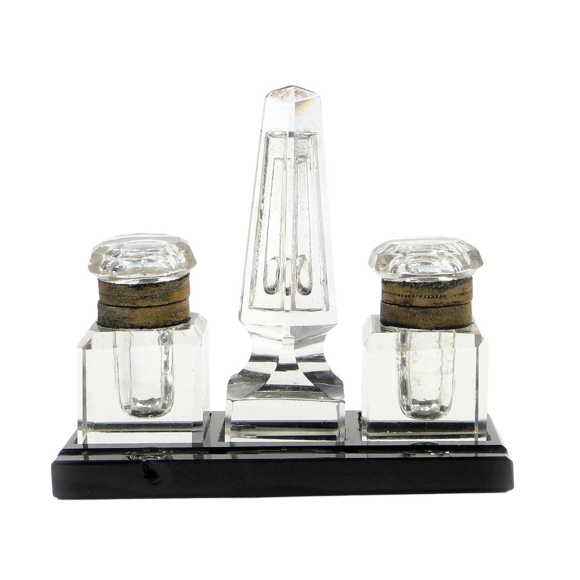 Kałamarz Art déco, kryształ transparentny, Polska, lata 20.