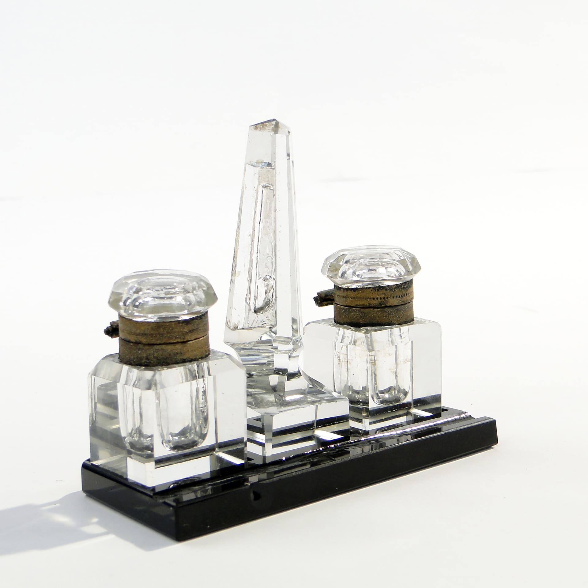 Kałamarz Art déco, kryształ transparentny, Polska, lata 20. - 7892