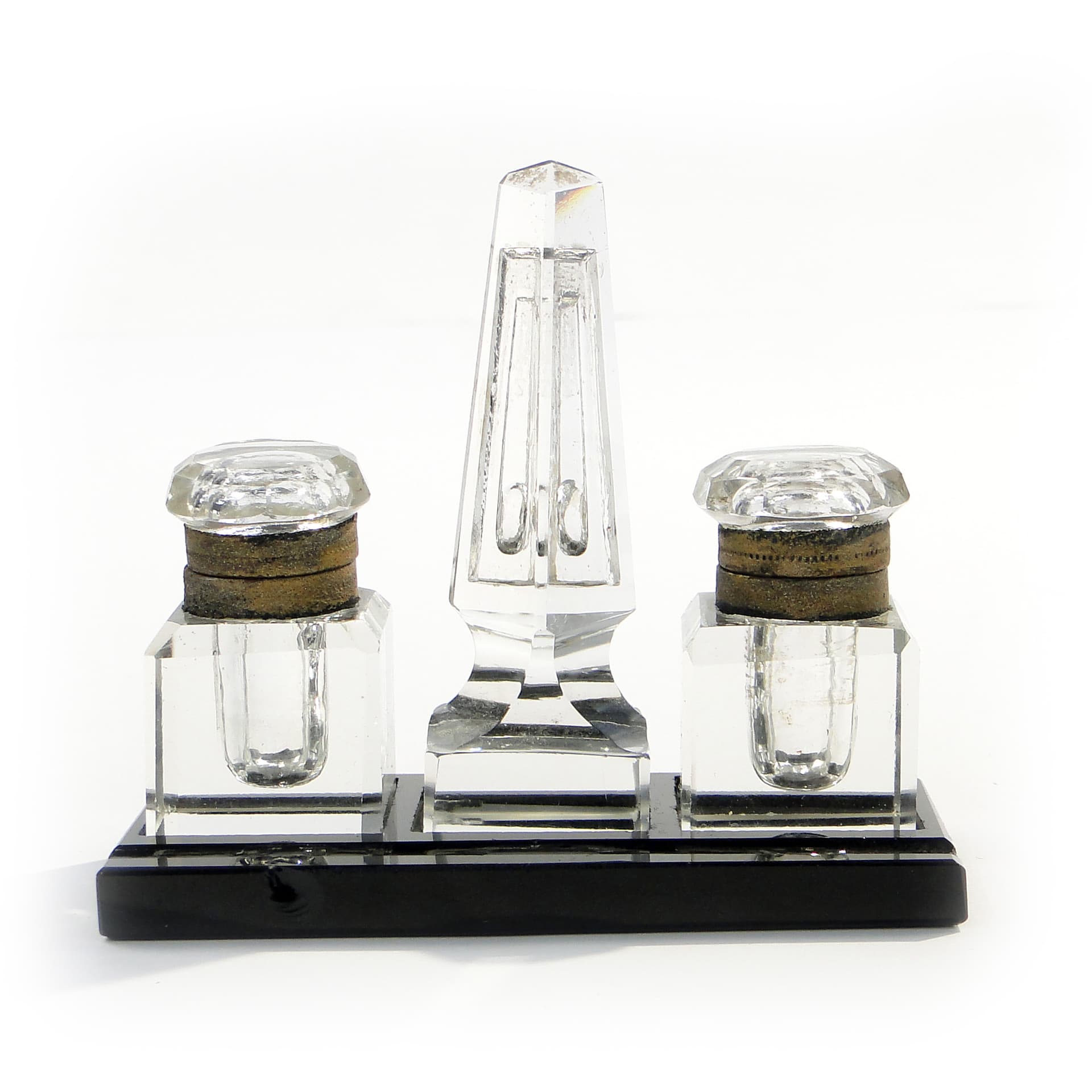 Kałamarz Art déco, kryształ transparentny, Polska, lata 20. - 7888